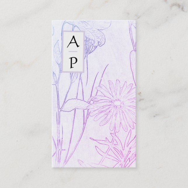 *~* Floral Subtile Blume Neutrales QR Foto Logo Bu Visitenkarte (Vorderseite)