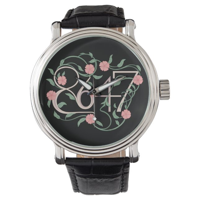 Floral Subtle Anti Trump 8647 86 47 Boho Armbanduhr (Vorderseite)