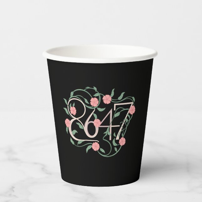Floral Subtle Anti Trump 8647 86 47 Boho Pappbecher (Vorderseite)