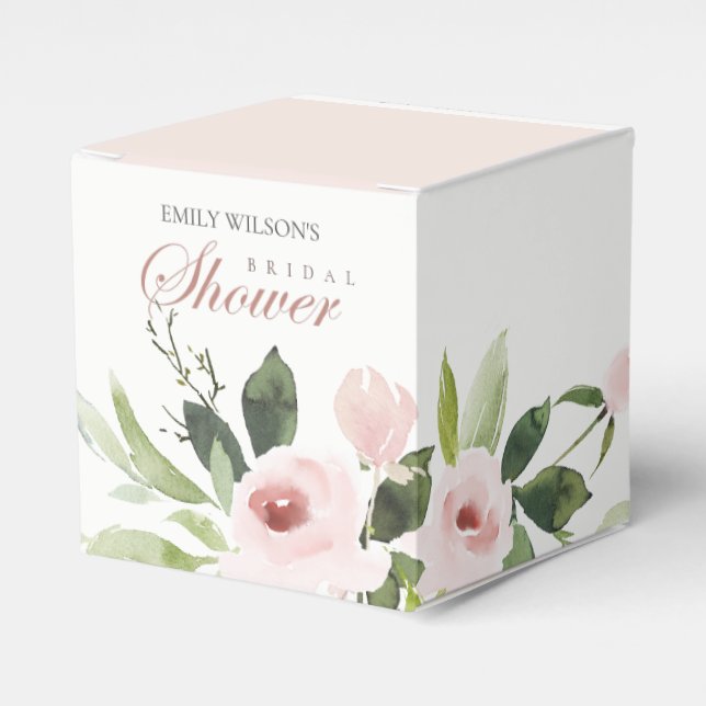 FLORAL SUBTLE SOFT BLUSH PINK ROSE BRAUTPARTY GESCHENKSCHACHTEL (Vorderseite)