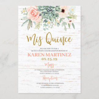 Floral Succulents Quinceñera Einladung