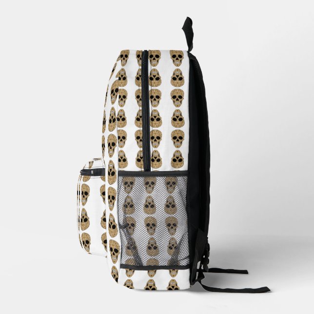 Floral Sugar Skull Dia de los Muertos Bedruckter Rucksack (Rechts)