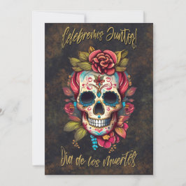 Floral Sugar Skull Día de los Muertos Spanisch Einladung