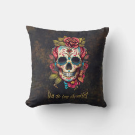 Floral Sugar Skull Dia de los Muertos Spanisch Kissen
