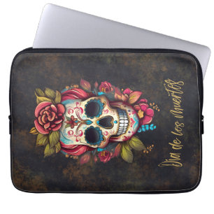 Floral Sugar Skull Día de los Muertos Spanisch Laptopschutzhülle