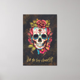 Floral Sugar Skull Día de los Muertos Spanisch Leinwanddruck