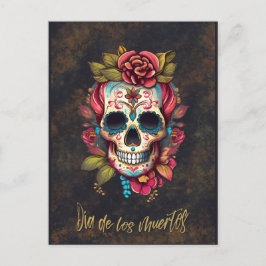 Floral Sugar Skull Día de los Muertos Spanisch Postkarte