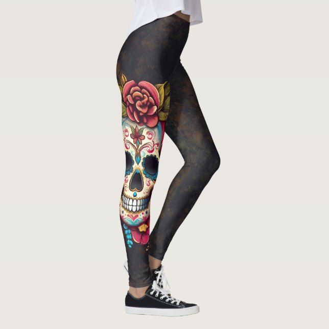 Floral Sugar Skull Quinceanera Geburtstag Leggings (Rechts)