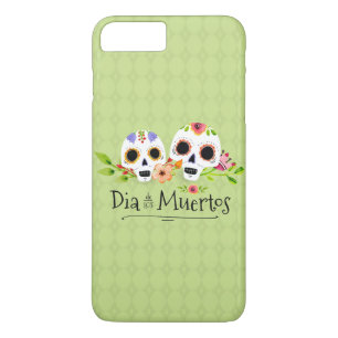 Floral Sugar Skulls Dia de Muertos   Hülle
