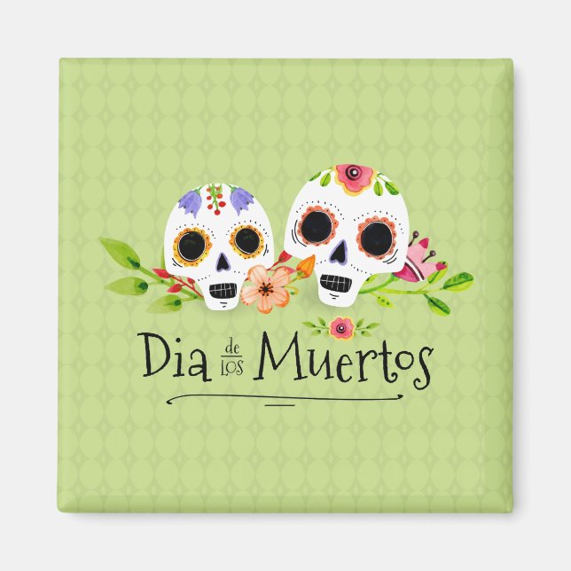 Floral Sugar Skulls Dia de Muertos | Magnet (Vorne)