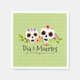 Floral Sugar Skulls Dia de Muertos | Serviette