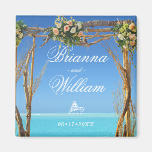 Floral Summer Beach Wedding Gate Save the Date Magnet