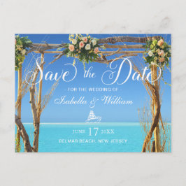 Floral Summer Beach Wedding Gate Save the Date Postkarte