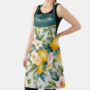 Floral Summer lemon citrus personalisierter Name Schürze