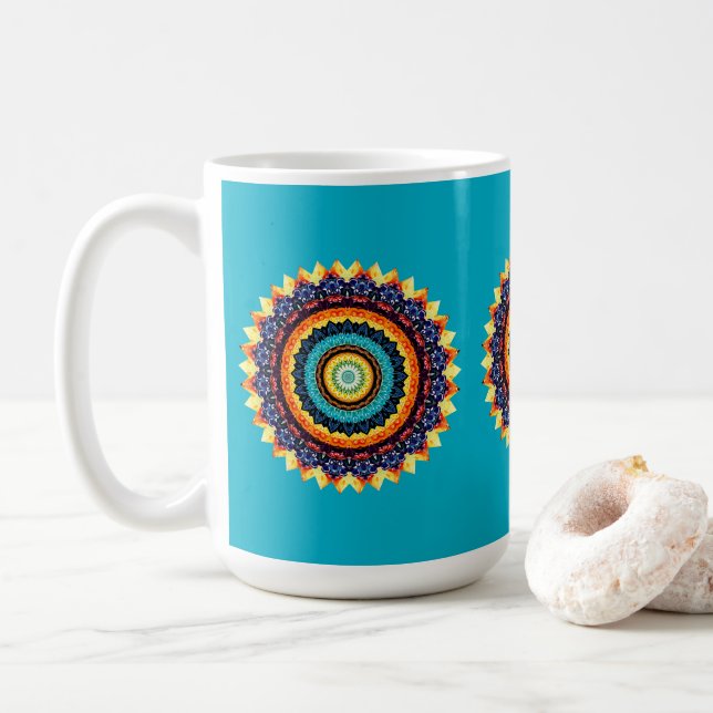 Floral Sun Mandala Mug (Avec donut)