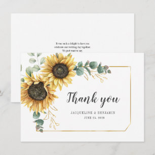 Floral Sunflower Eucalyptus Wedding Vielen Dank Mitteilungskarte