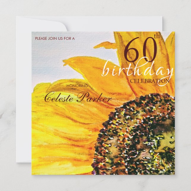 Floral Sunflower Meilenstein Geburtstag Einladung (Vorderseite)