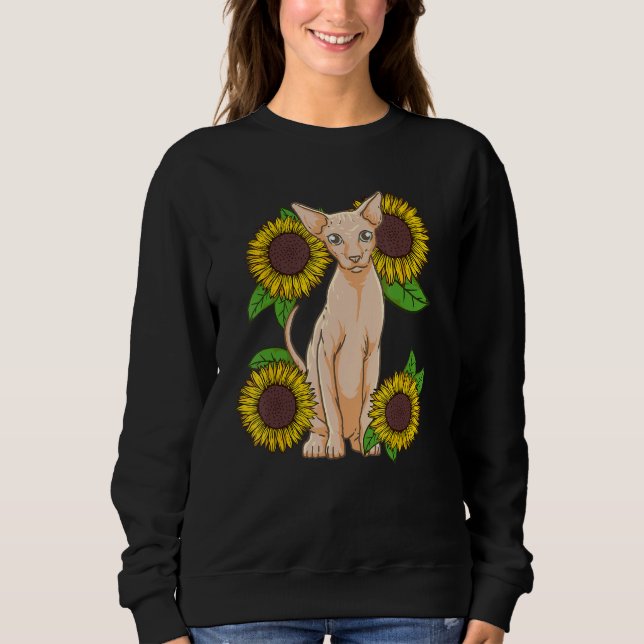 Floral Sunflower Sphynx Cat Lover Sweatshirt (Vorderseite)