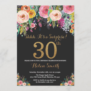 Floral Surprise 30e anniversaire Invitation Or