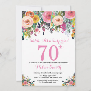 Floral Surprise 70e anniversaire Invitation rose