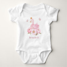 Floral Swan Princess 1. Geburtstag Baby Bodysuit
