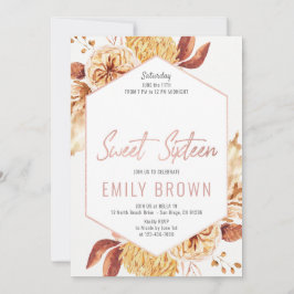 Floral Sweet 16 invitations d'anniversaire