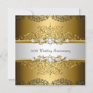 Floral Swirl 50. Hochzeitseinladung 3 Einladung