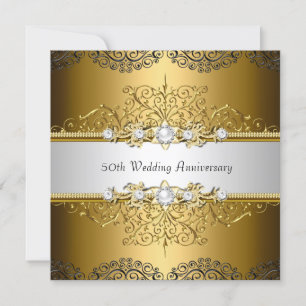 Floral Swirl 50e anniversaire Mariage Invitation 3