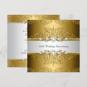 Floral Swirl 50e Mariage Invitation de l'anniversa