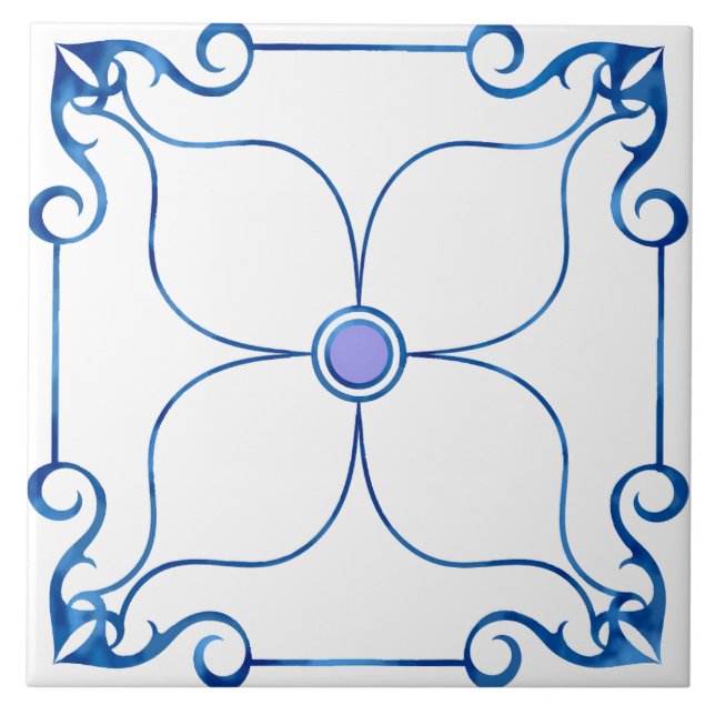 Floral Symmetry Mediterranean (Lilac) Fliese (Vorderseite)