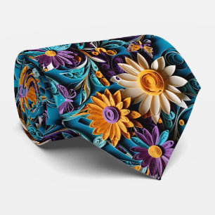 Floral Symphony Quill Art Necktie Krawatte