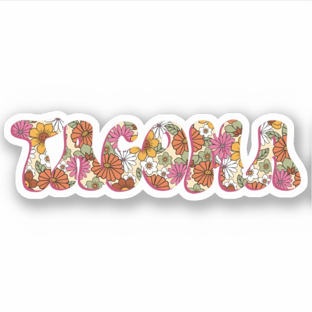 Floral Tacoma City Sticker (Vorderseite)