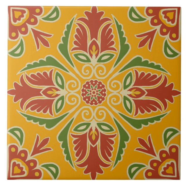 Floral Talavera Tile Fliese (Vorderseite)