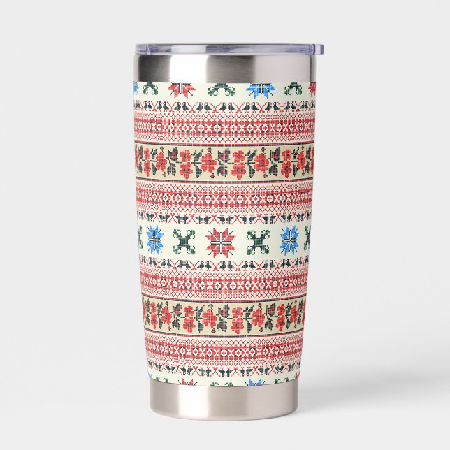 Floral Tatreez Folk Thermobecher (Links)