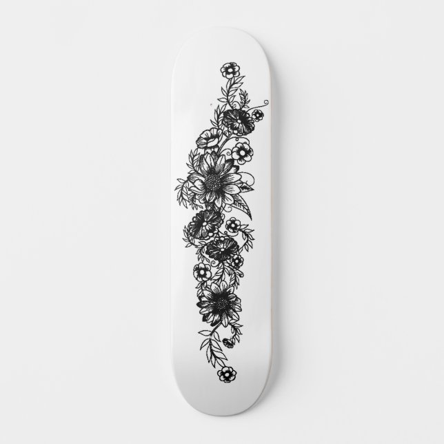 Floral Tattoo Skateboard (Vorderseite)