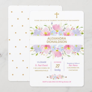 Floral Taufe Christening Girl Einladung