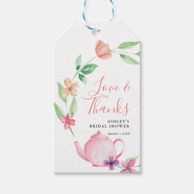 Floral Tea | Brautparty Vielen Dank Geschenkanhänger (Vorderseite)