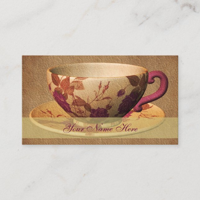 Floral Tea Cup Art Carte de visite (Devant)