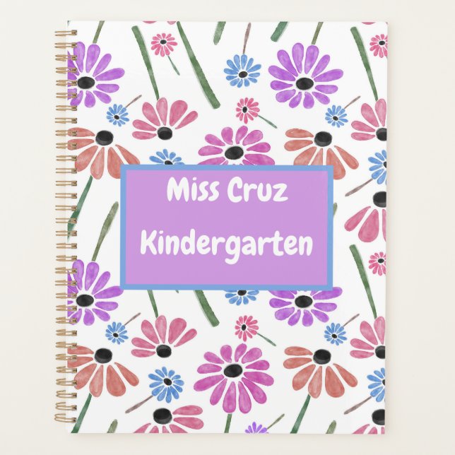 Floral Teacher Name/Grade Colorful  (Devant)