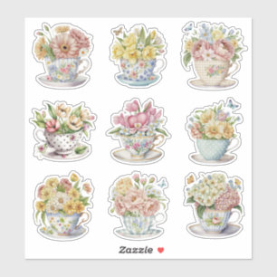 Floral Teacup Aufkleber