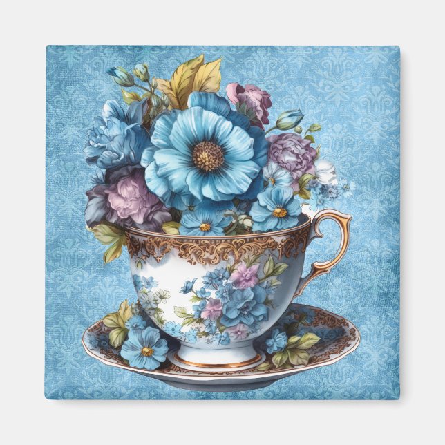 Floral Teacup Kühlschrank Magnet (Vorne)