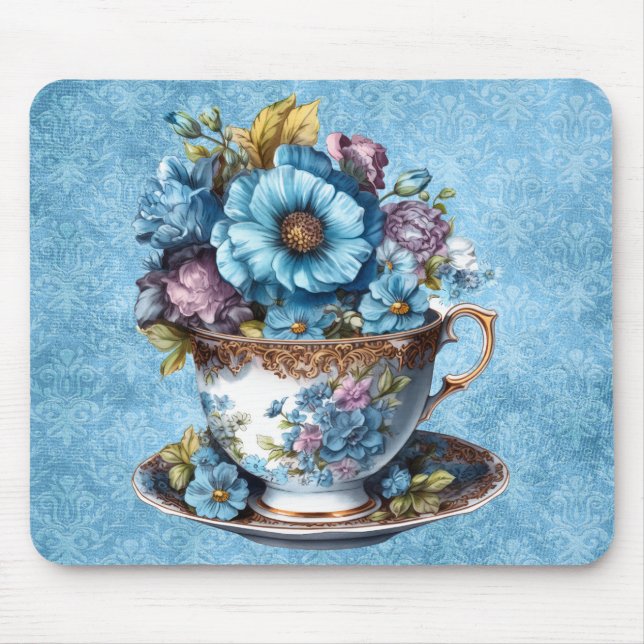 Floral Teacup Mouse Pad Mousepad (Vorne)
