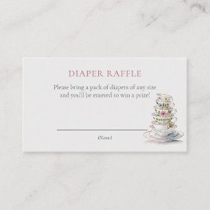 Floral Teacups Kinderdusche Windeln Raffel Ticket Begleitkarte