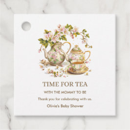 Floral Teapot Time for Tea Baby Shower  Geschenkanhänger