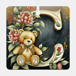 FLoral Teddy Bear Brief C Ornament Aus Metall