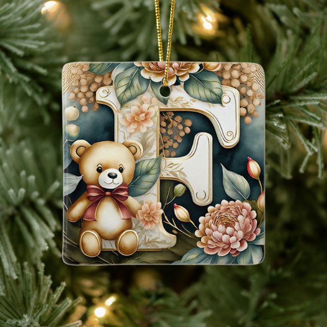 FLoral Teddy Bear Brief F Keramikornament (Baum)