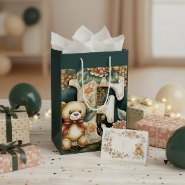 FLoral Teddy Bear Brief F Mittlere Geschenktüte