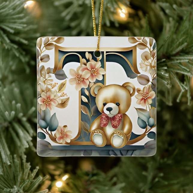FLoral Teddy Bear Brief T Keramikornament (Baum)