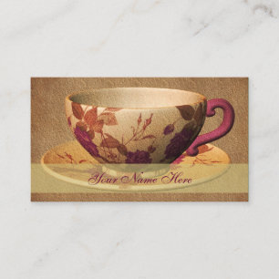 Floral Tee Cup Art Business Card Visitenkarte