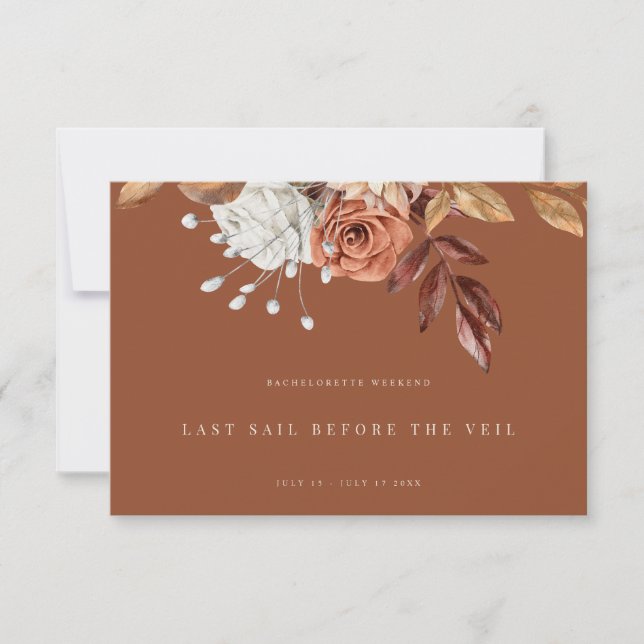 Floral Terracotta Bachelorette Invitation du week- (Devant)